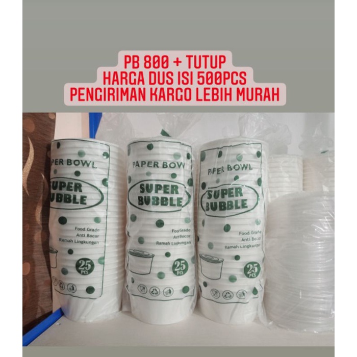 PAPERBOWL 800ML (1DUS) PAPER BOWL KEMASAN DUS ISI 500 SUPER BUBBLE