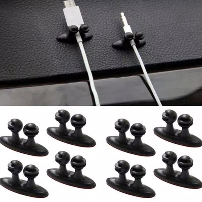 Klip Penyimpanan Kabel Data Mobil Car Self-adhesive Wire Cable Holder Multifungsi Tie Clip Fixer Organizer Car Charger Line Clasp Headphone Cable Clip