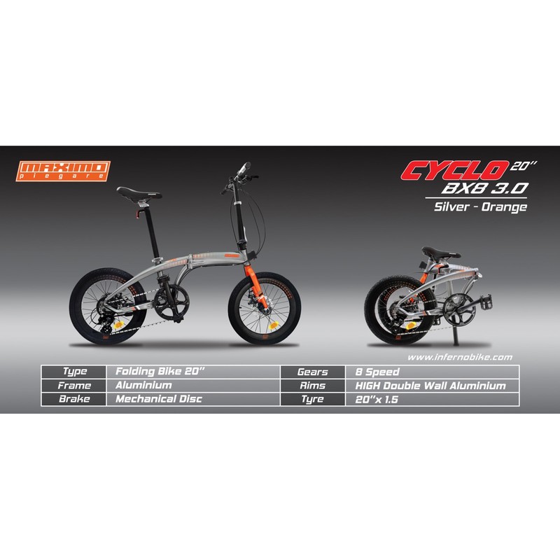 sepeda lipat maximo cyclo Bx8 3.0 piegare