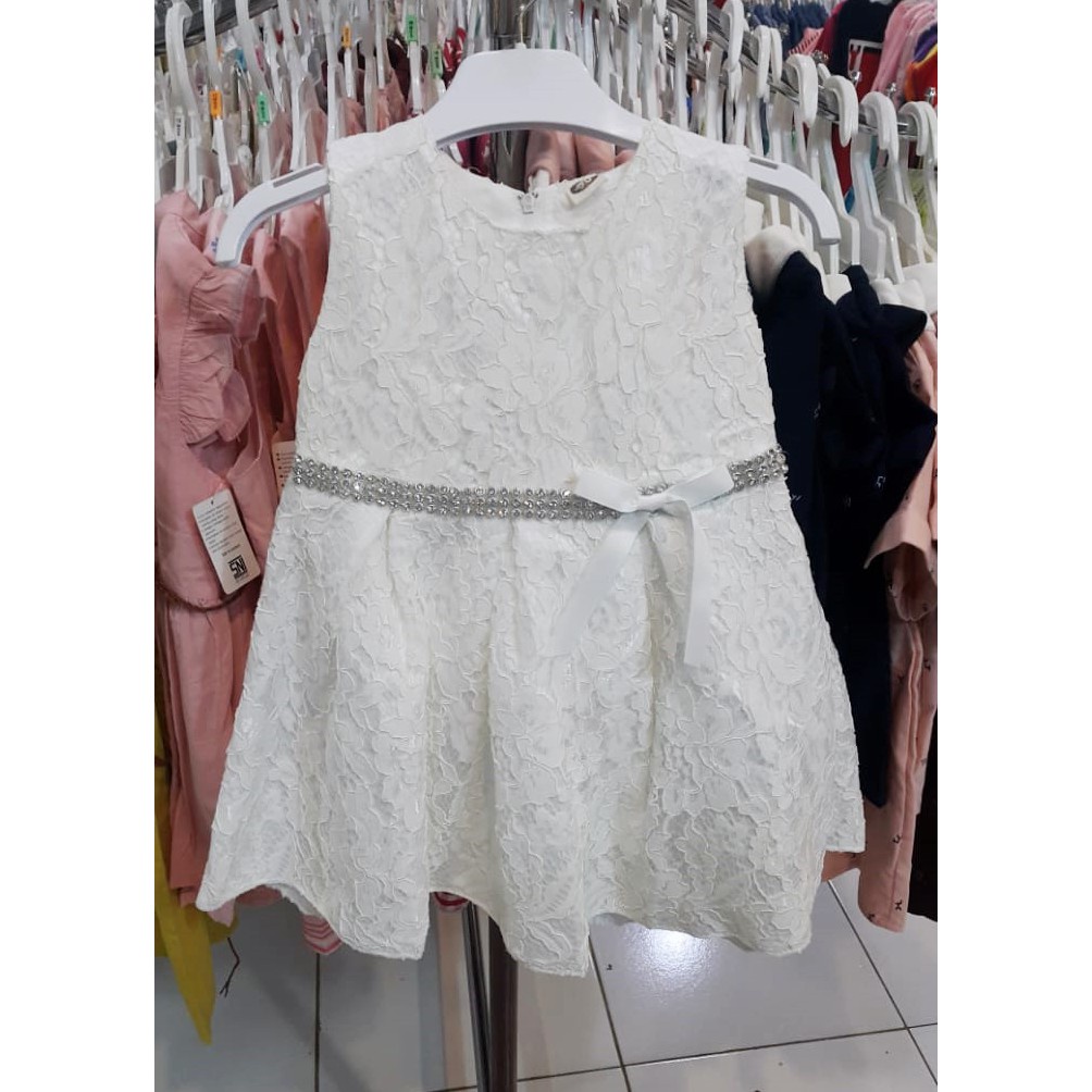 Dress Pesta Anak Perempuan Brokat White Bross Pita Import/Dress Anak Perempuan