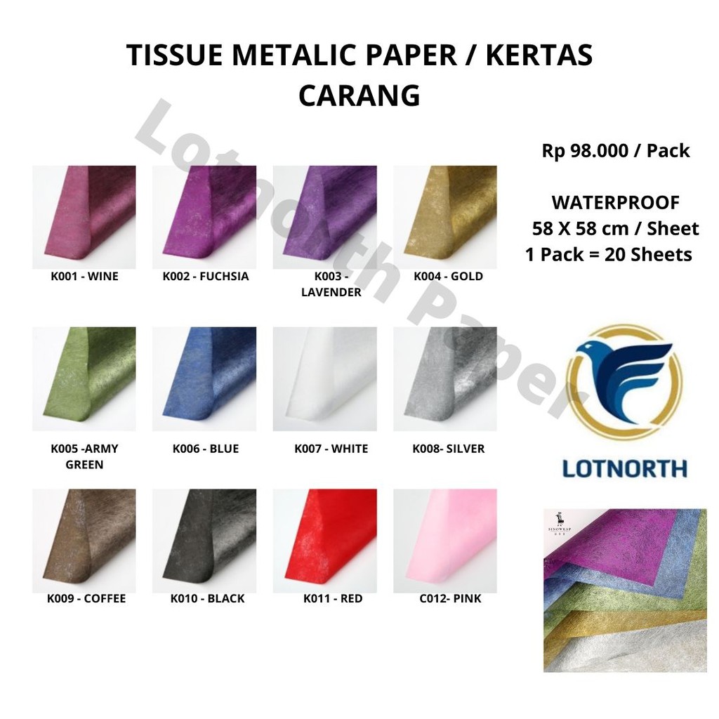 

KERTAS CARANG | METALIC PAPER | KERTAS KILAT METALIK | KERTAS BUNGA SERABUT TERMURAH | SILKY PAPER