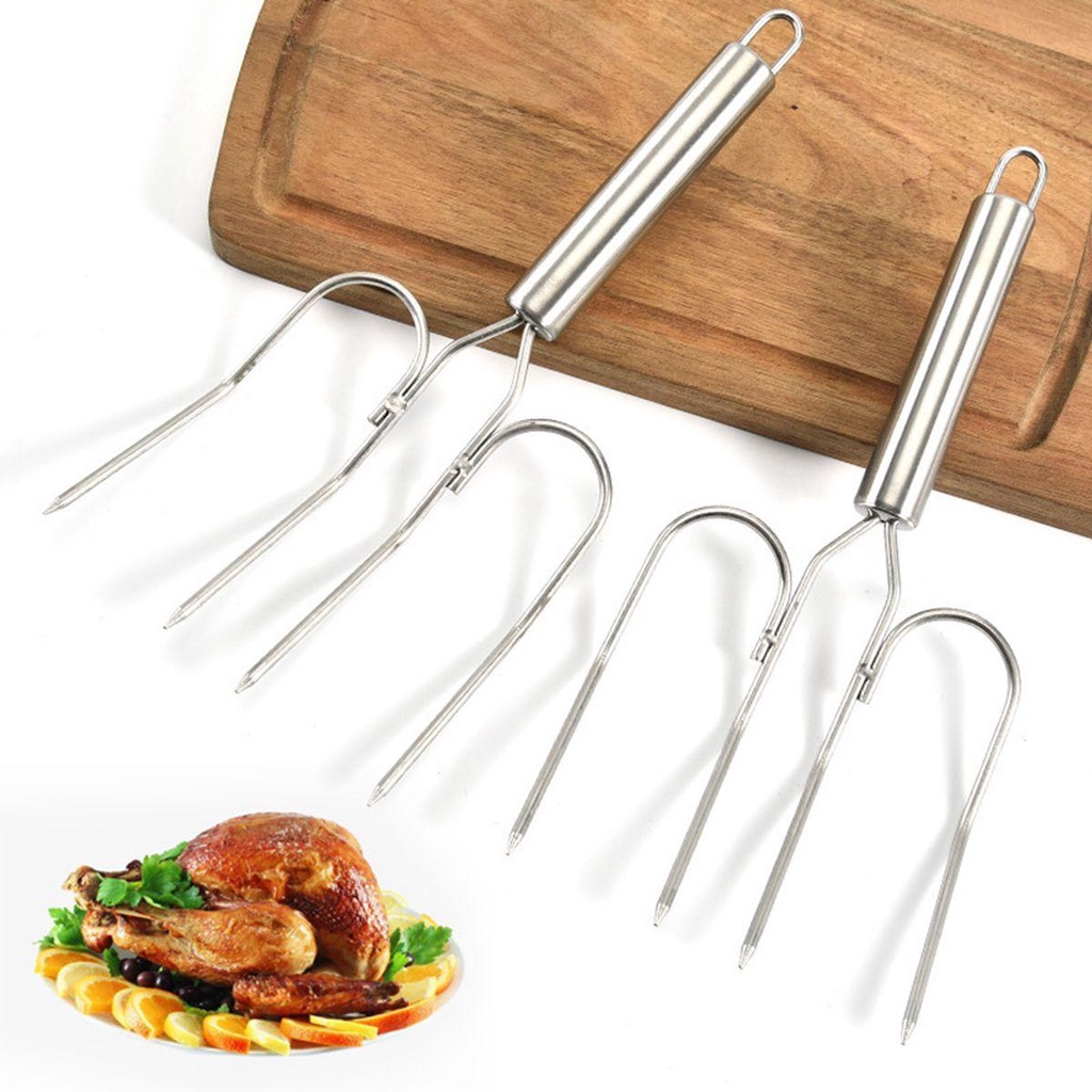 [Elegan] Turki Garpu BBQ Unggas Panggangan Stainless Steel Garpu Ukir Ayam