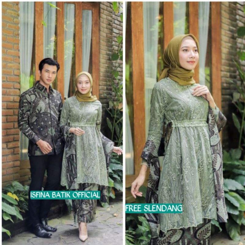 Couple Kebaya Modern Baju Wisuda Tunangan Lamaran Terbaru Baju Batik Brokat Couple army