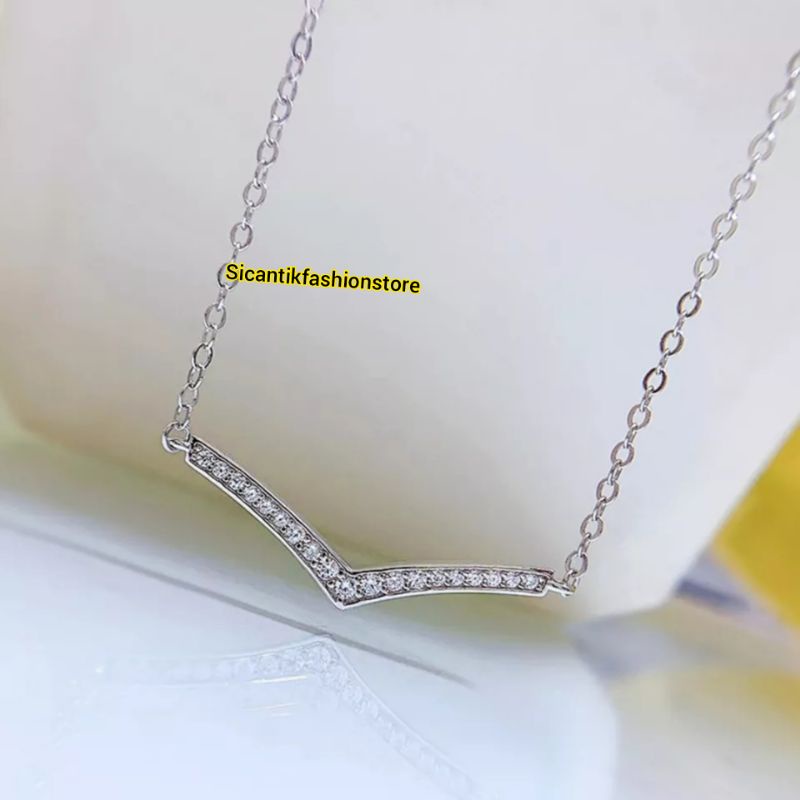 Kalung Fuji Titanium Silver Anti Karat Selamanya Fashion Wanita Kalung Wanita Korea Kalung Fuji Terlaris Kekinian Terbaru Kalung Titanium Wanita