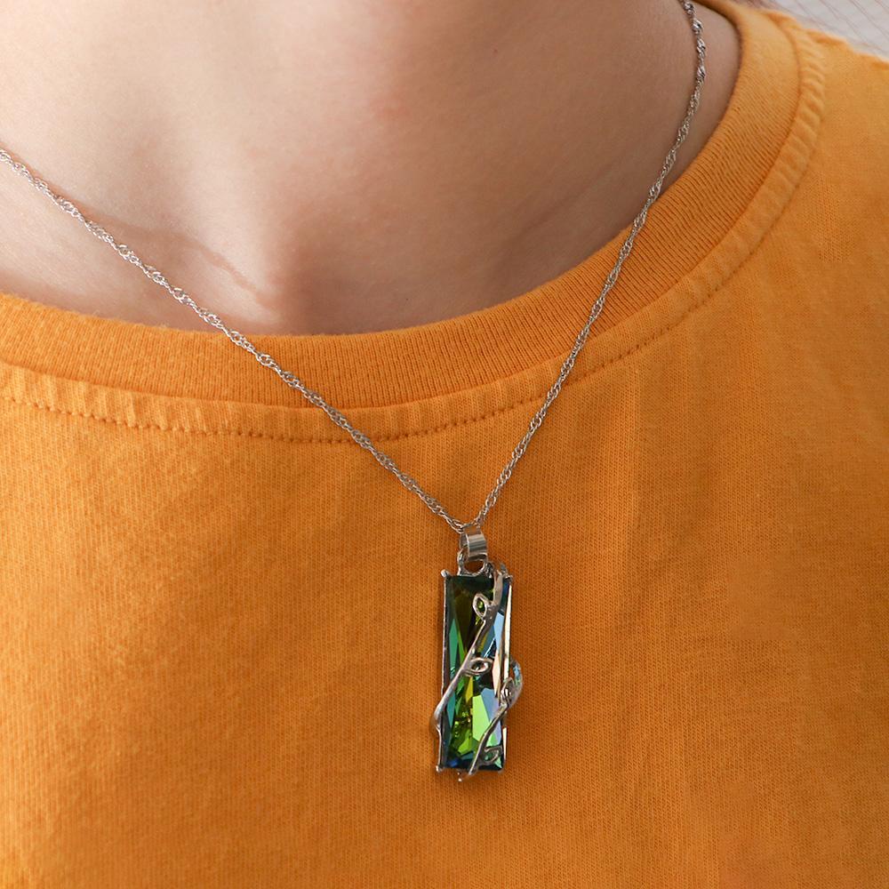 Lily Berlian Imitasi Kalung Rainbow Chain Pendant Square