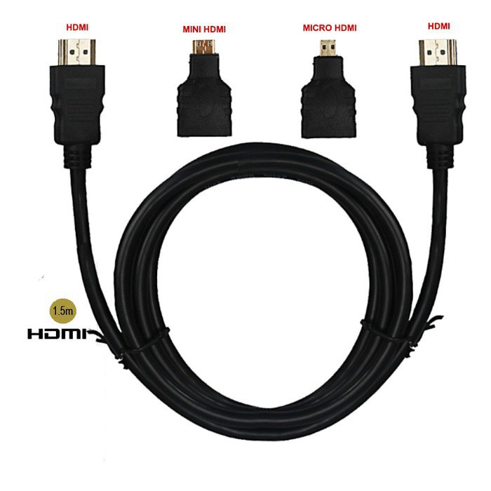 Kabel hdtv to hdtv 1.5m 4k 2k with connector gender Mini micro hdtv 3in1 - Cable hdtv 3 in 1