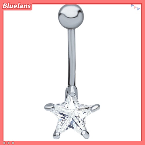 Bluelans Rhinestone Pentagram Surgical Steel Belly Navel Ring Barbell Body Piercing Jewelry