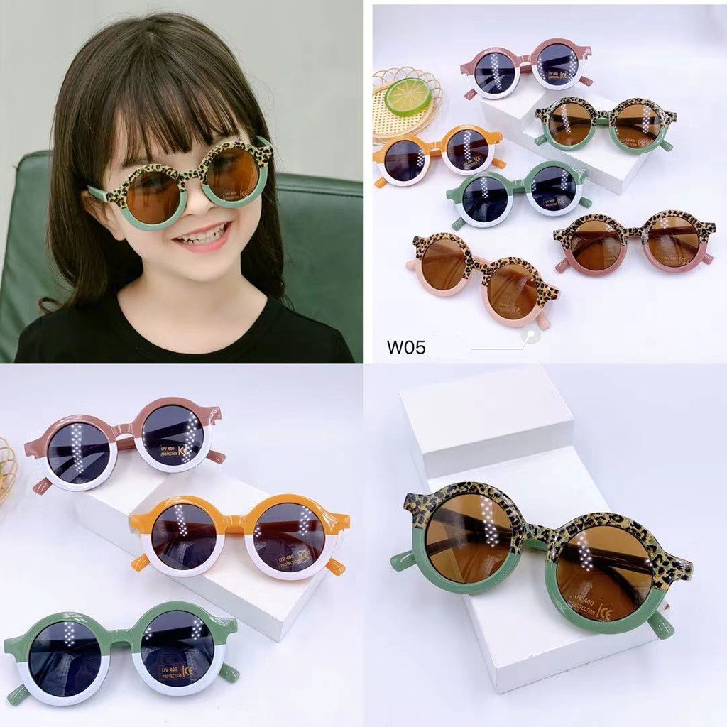 ZBH Kacamata Anak Perempuan Bulat Leopard Korea Fashion Lucu 6683 Kaca Mata Laki Laki Hitam Gradasi Macan High Quality Kids Sunglasses Murah Import