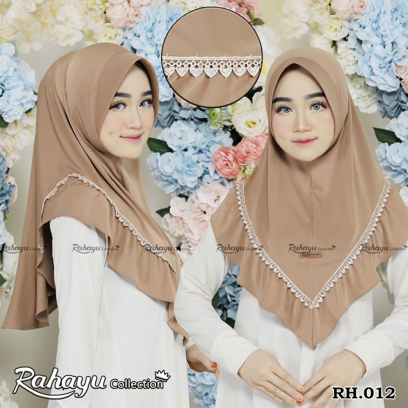 (Ori Rahayu Hijab) RH.012 •jilbab instan jersey premium•jilbab instan pet rempel renda