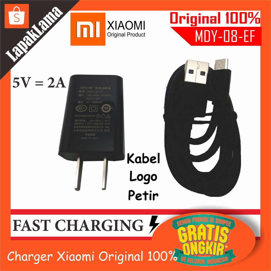 Charger hp Xiaomi 2A Original ORI 100% Chargeran Kabel 