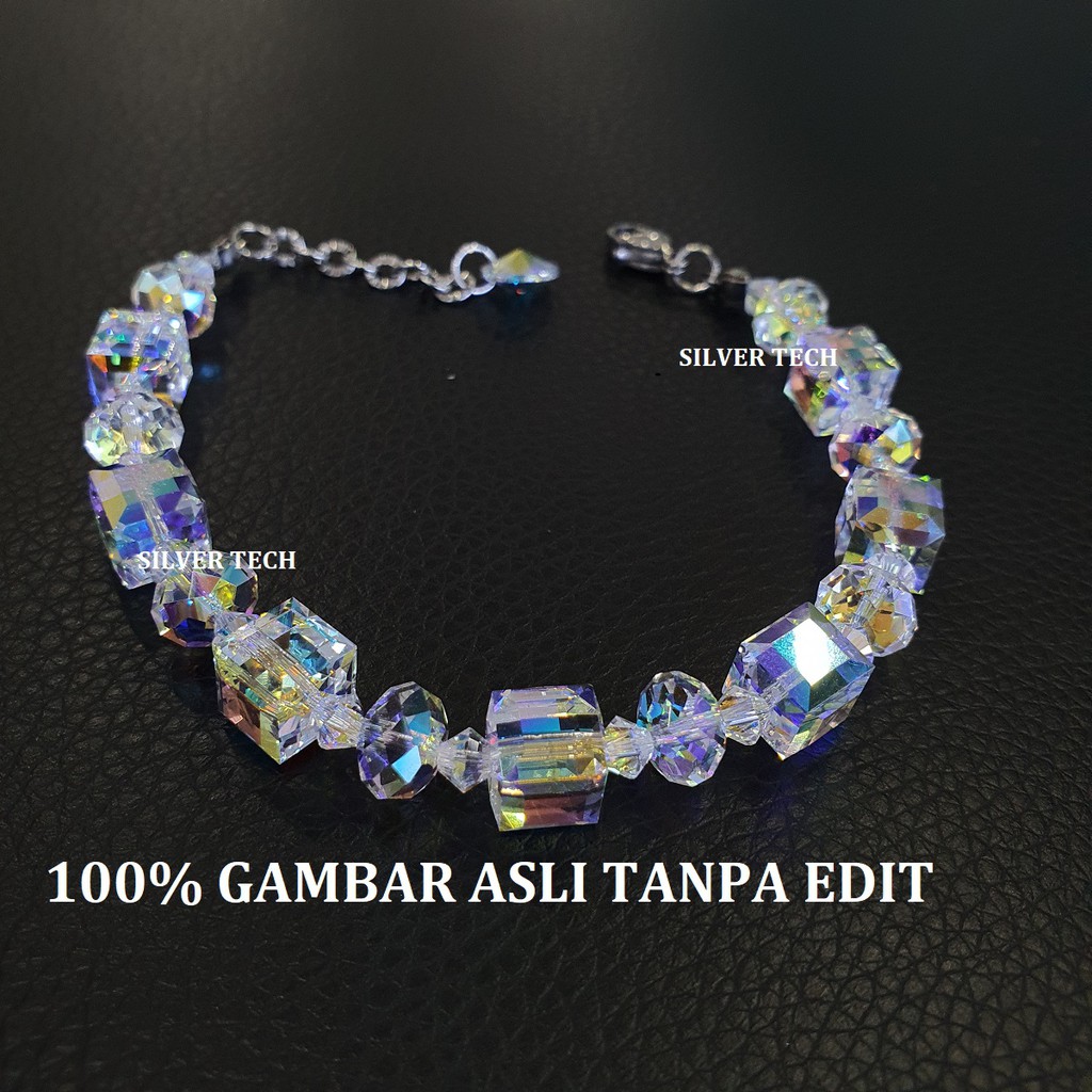 Gelang Manik Swarovski Kubus Original - Gelang Manik Kristal Swarovski Manik Kubus | Gelang swarovki