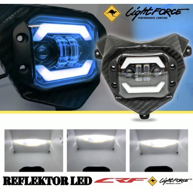 Reflektor Headlamp Batok Lampu Depan CRF Carbon set Lampu led 2Lensa angel warna /Kedok lampu crf carbon