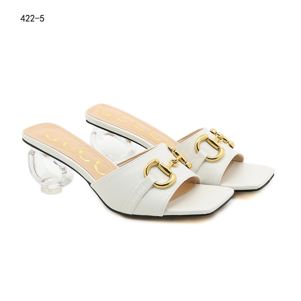 GC Leather Horsebit Clear Heels Sandals  #422-5