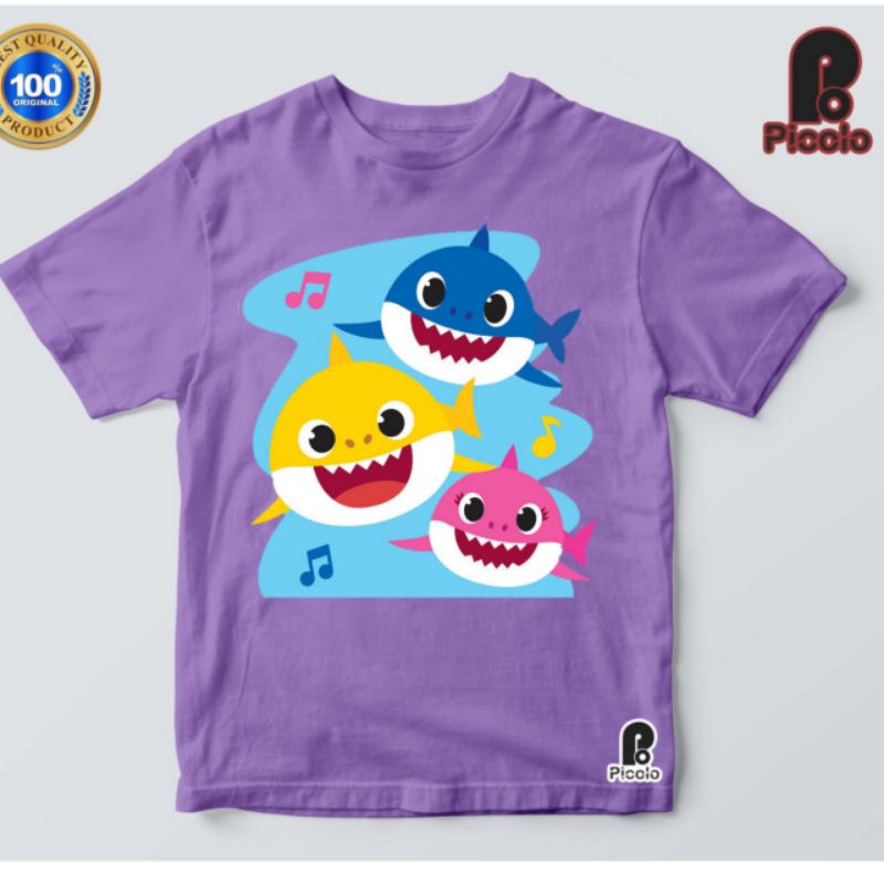 Kaos T-shirt Lengan Pendek Motif Print Kartun Baby Shark Untuk Anak Laki-laki / Perempuan