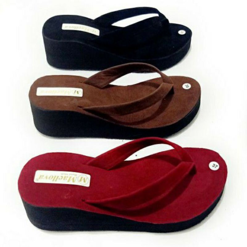 SANDAL WEDGES SPON JEPIT BELUDRU (5CM ) INSOL KARET -SANDAL WANITA - SANDAL JAPIT WANITA - SANDAL JEPIT SPON WANITA (PRADA POLOS)