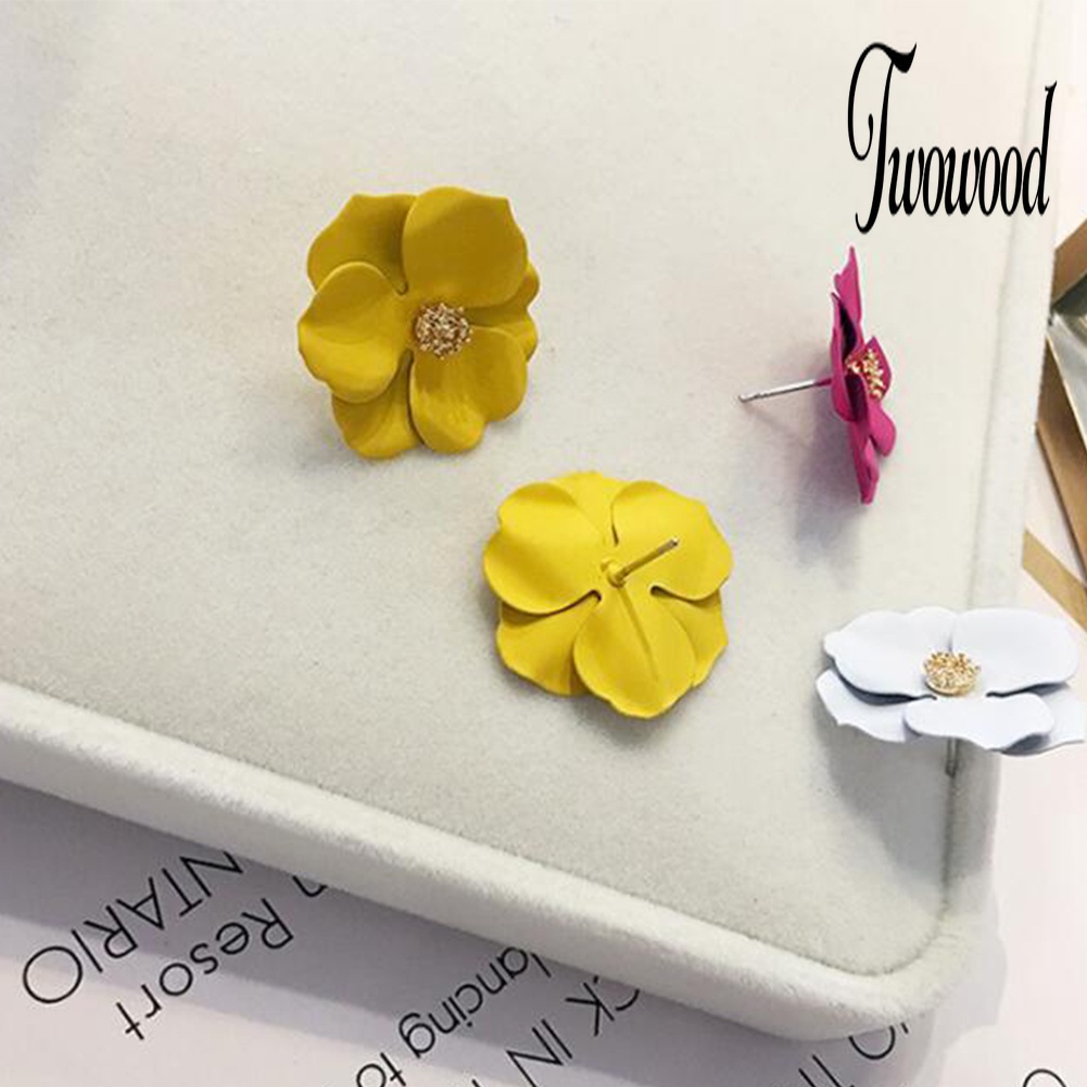 Anting Stud Desain Bunga Warna-Warni Untuk Wanita