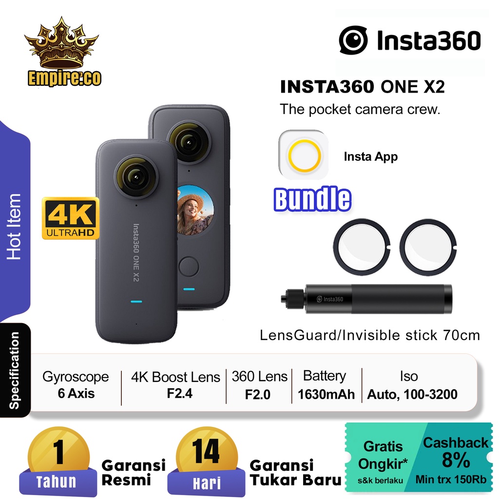 Insta360 ONE X2 / Insta 360 One X2 Action Camera GARANSI RESMI