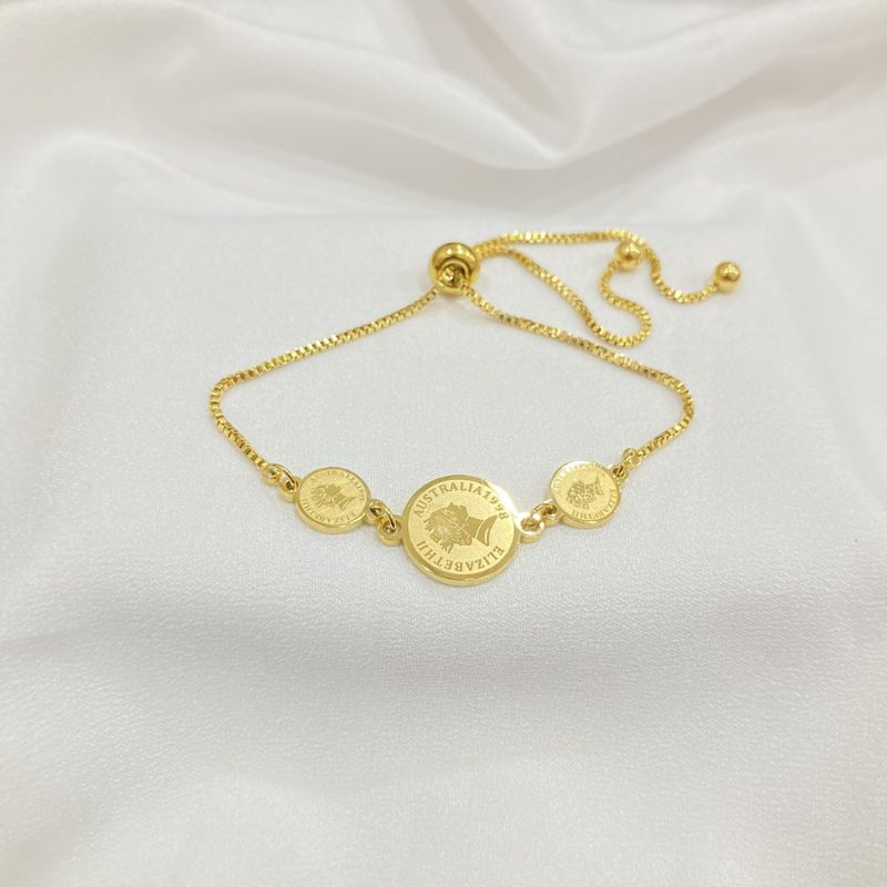 gelang serut titanium motif koin romawi E303839