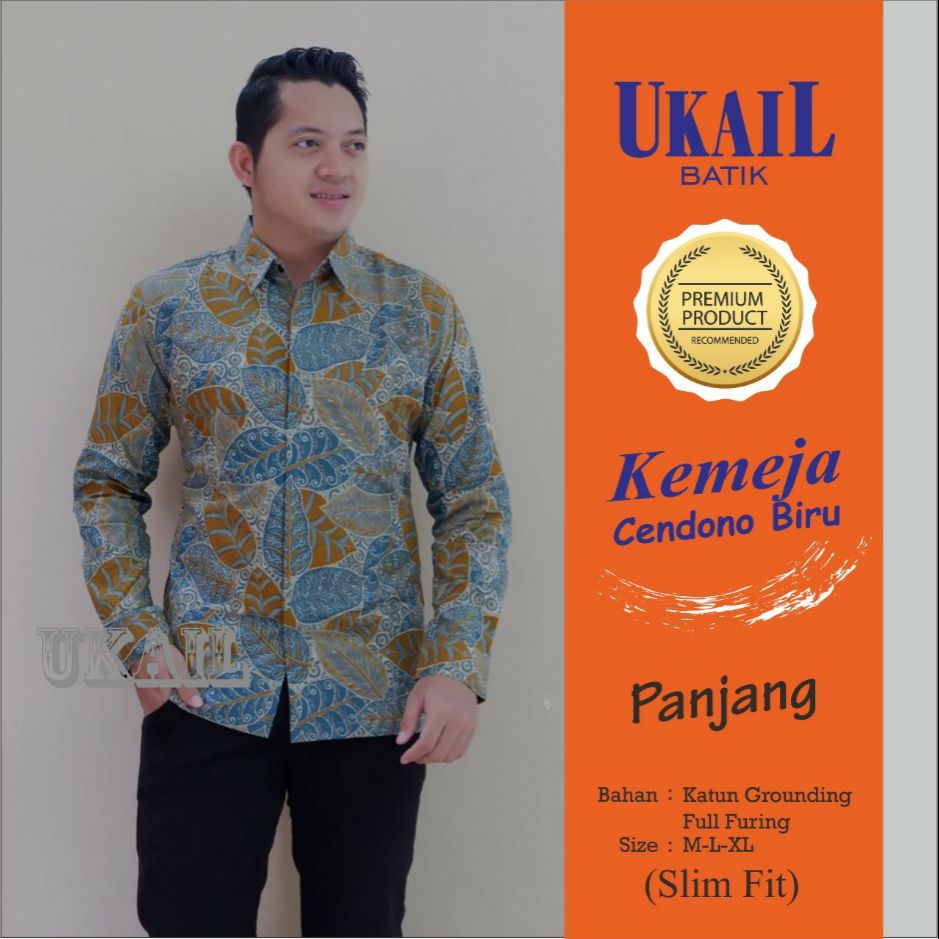 Kemeja Batik Panjang Batik Lapis Furing Terbaru CENDONO BIRU Batik Lengan Panjang Lapis Furing