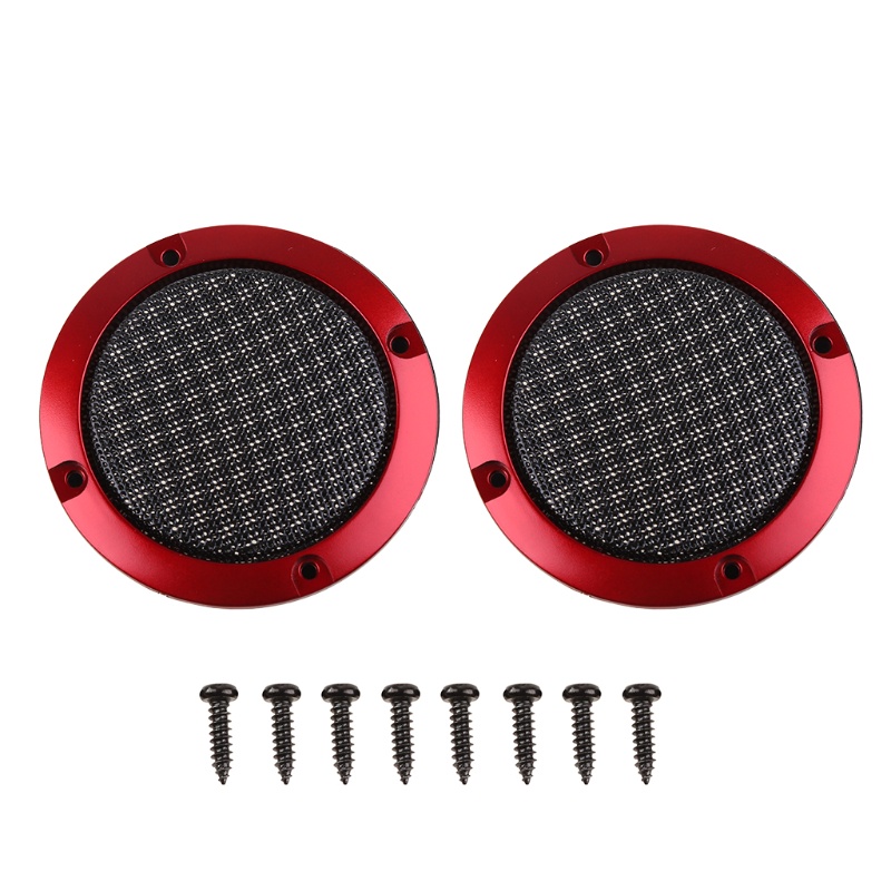 btsg 2Pcs/Lot Red DIY Red 3&quot; Speaker Decorative Circle w/ Protective Grille Mesh Sticker Trim Cover