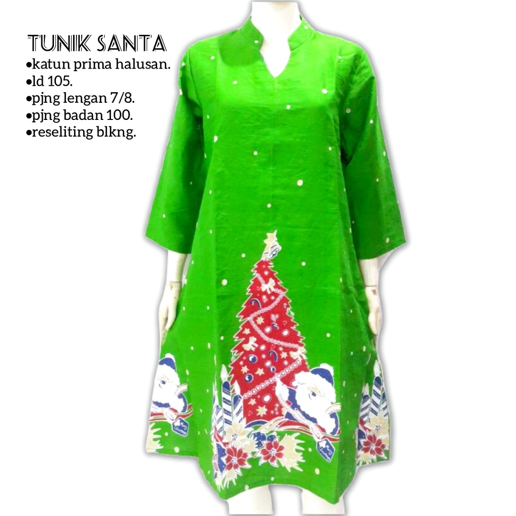 Dress  natal santa katun ori batik solo bisa seragaman dan custom size