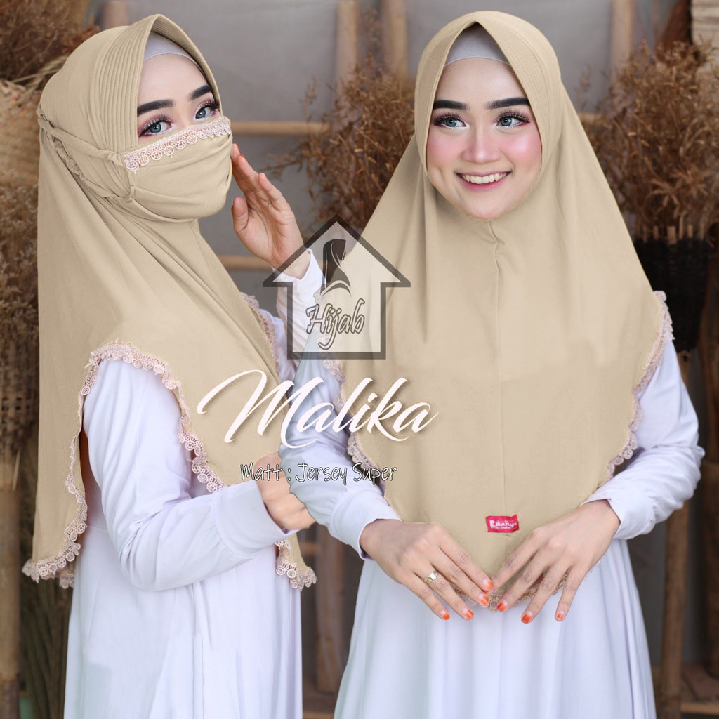 GROSIR Jilbab Instan Terbaru Hijab Masker Jersey Premium  Kerudung Masker Renda Malika RUMAH HIJA'B-Coksu