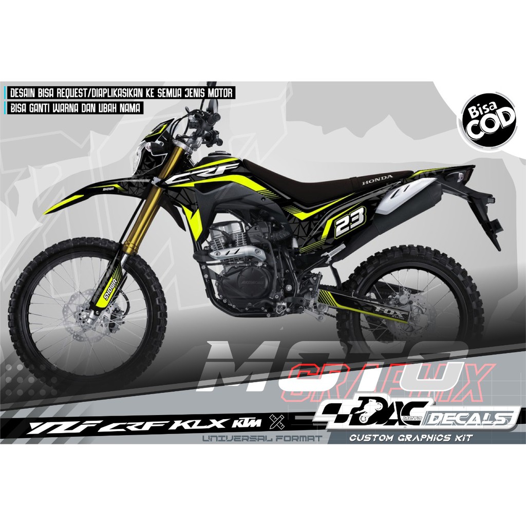 Sticker decal full body Honda CRF Hitam List kuning