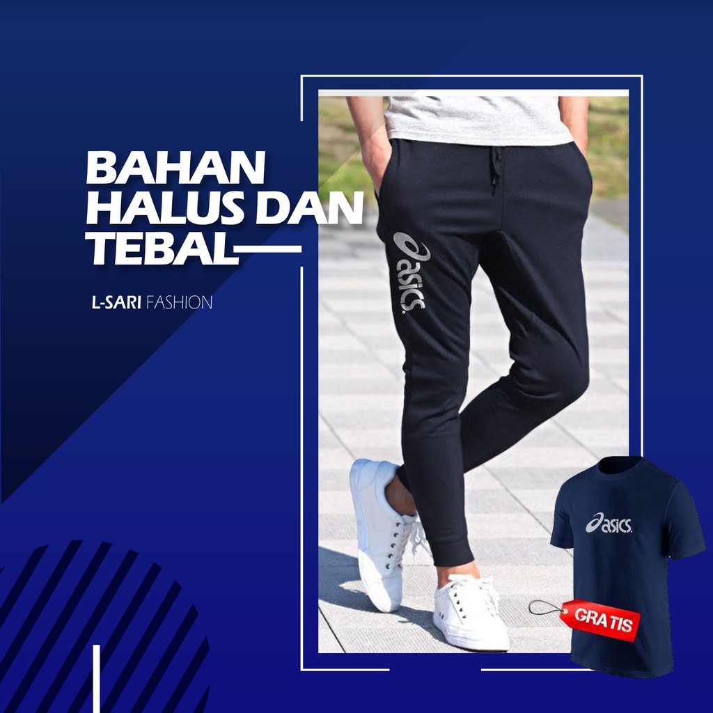 Celana Joger Training Pria asics Free Kaos BIG SIZE M L XL XXL XXXL XXXXL XXXXXL