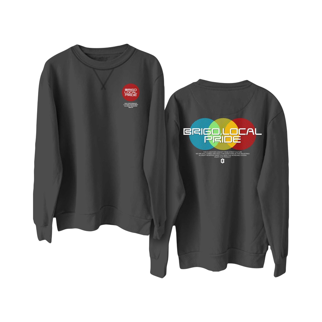 BRIGO Basic Sweatshirt  Three Circle II Sweater Crewneck BRIGO Three Circle Sablon DTF Fleece Cotton II SIZE M-XXL (Pria &amp; Wanita) Free stiker&amp;Gantungan Kunci