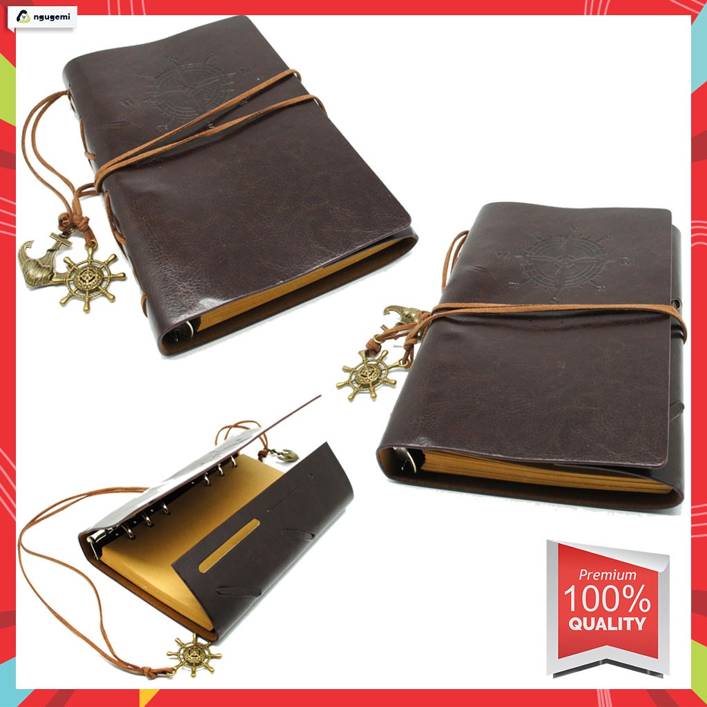 

Buku Catatan Binder Kulit Retro