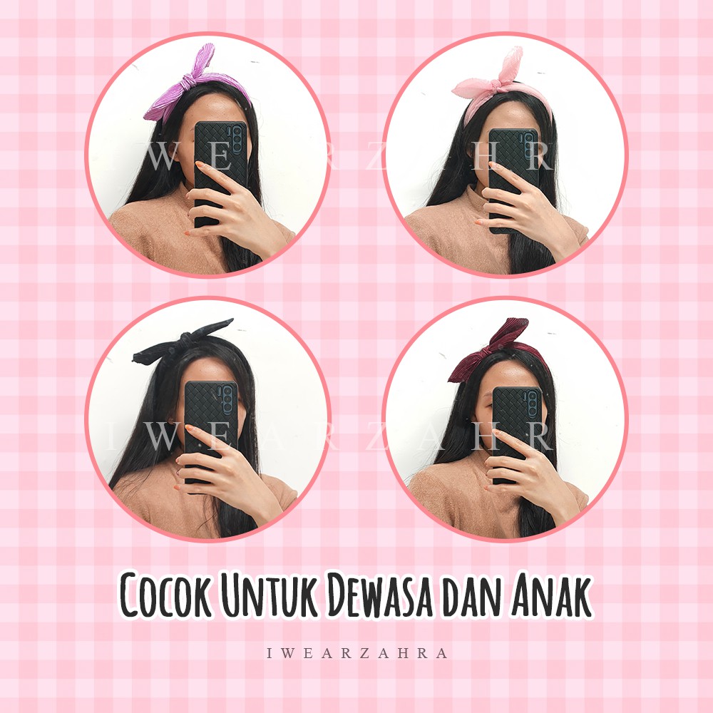 BANDO PLISKET - bandana korea aksesoris rambut scrunchie kerut puff headband ruffle kerut aksesoris multifungsi