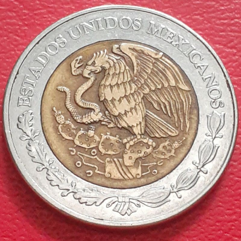 Uang Koin Kuno Bimetal 2 Dollar Mexico Tahun Campur
