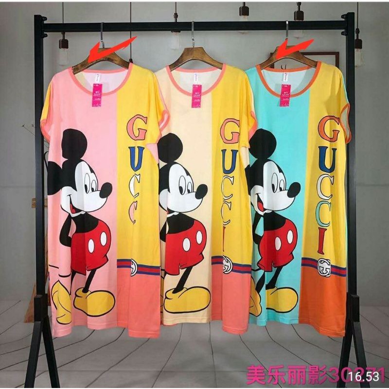 baju tidur wanita daster bahan spandex import mickey