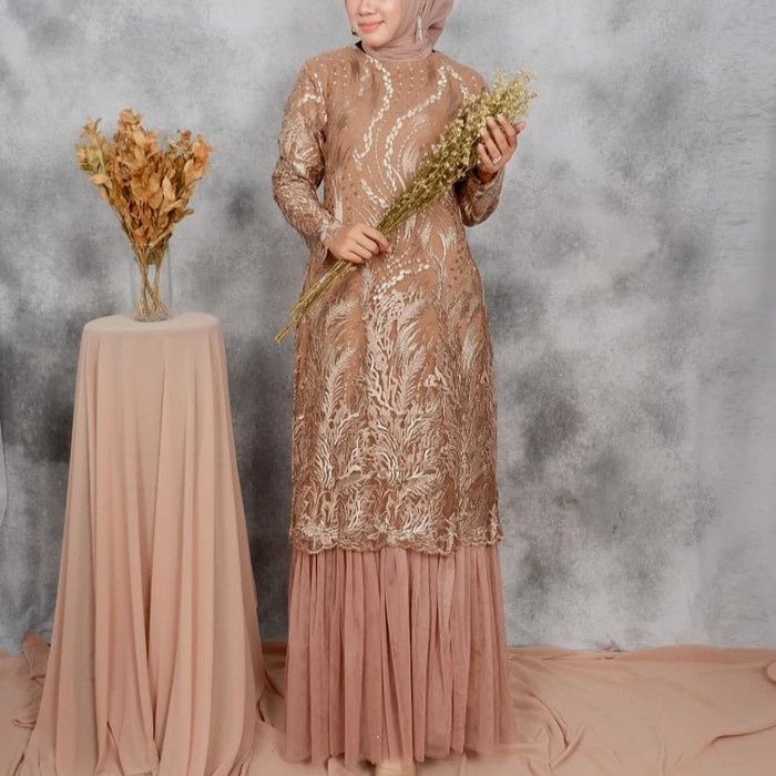 PREMIUM GAUN GAMIS ABAYA DUYUNG PESTA MEWAH TILE BORDIR PREMIUM