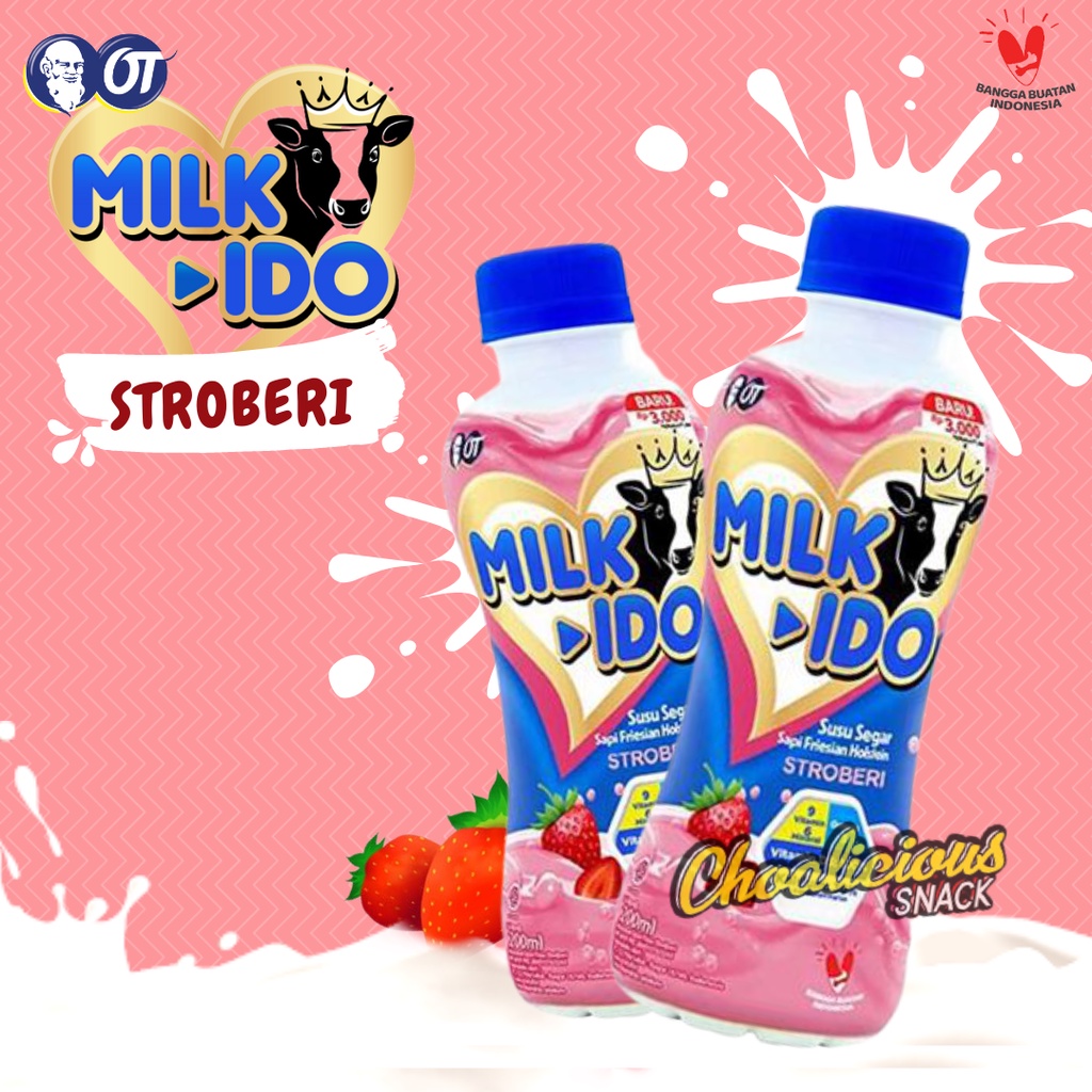 Susu Botol MILKIDO Milk Ido Stroberi/ Strawberry 200 ml