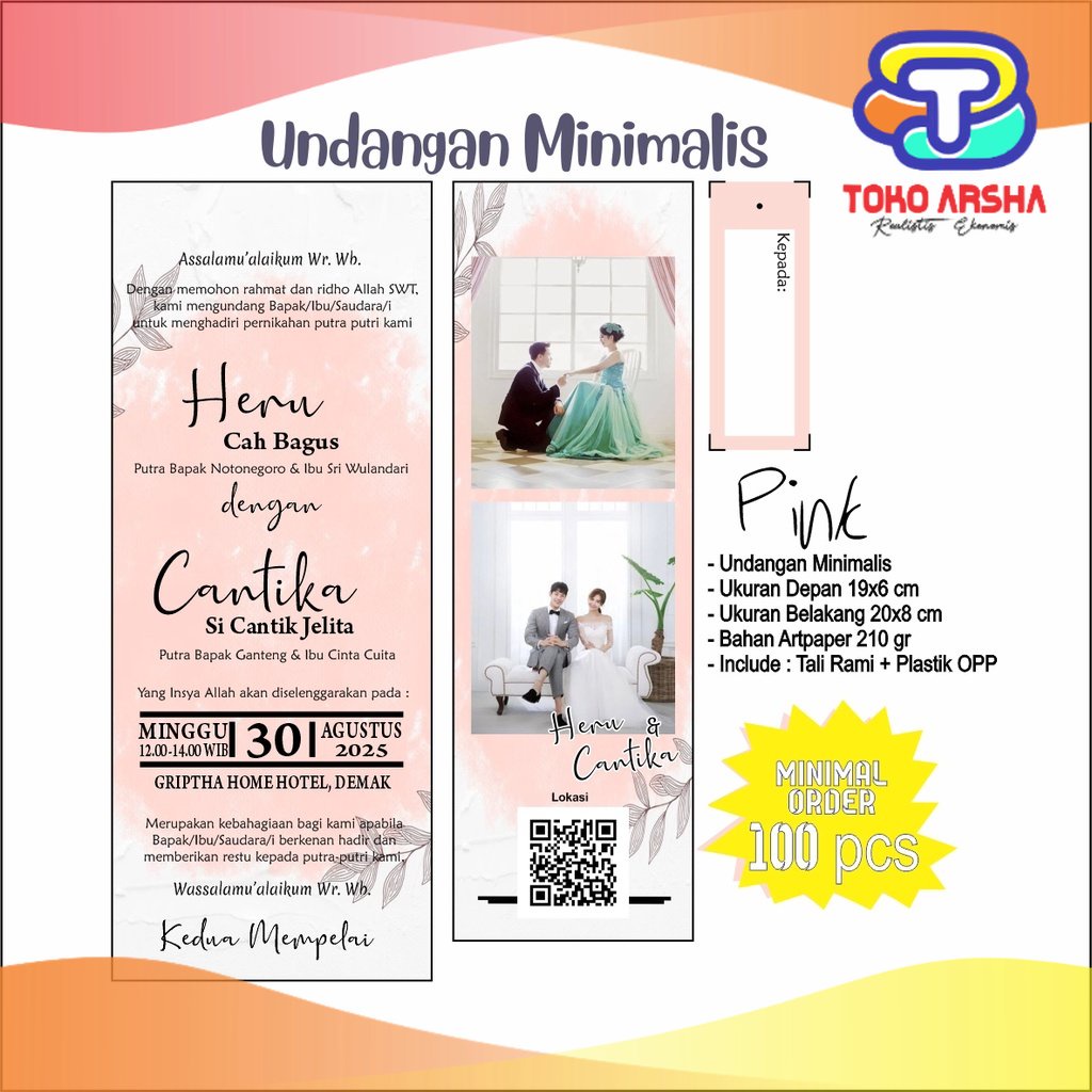 Jual Cetak Undangan Pernikahan Hang Tag Undangan Hang Tag Viral Hangtag Custom Toko Arsha