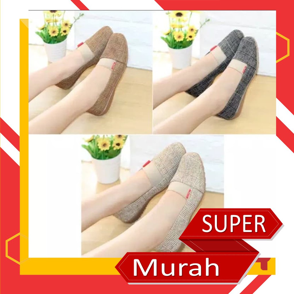 SEPATU FLAT SHOES WANITA BALLET flat shoes wanita import murah cantik ciamik karet model nevada