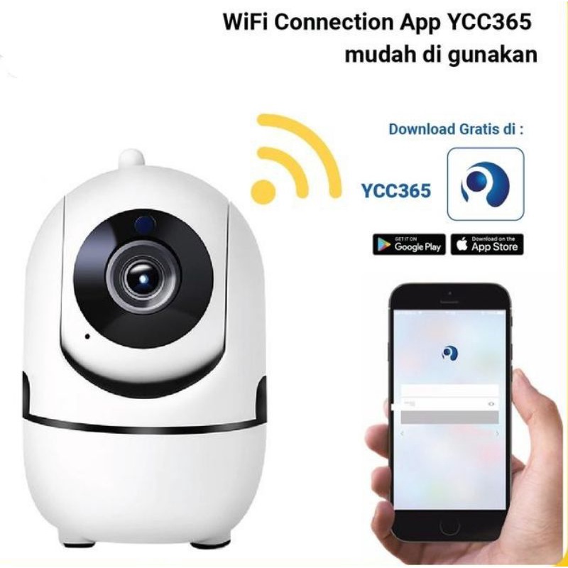 IP Camera Ycc365 Camera Cctv 8Mp WiFi Wireless HD 1080p Infrared Night Vision