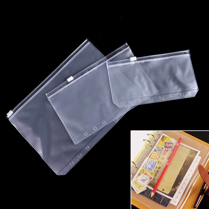 {LUCKID}A5/A6/A7 Transparent Zip Lock Envelope Binder Pocket Refill Organiser Stationery