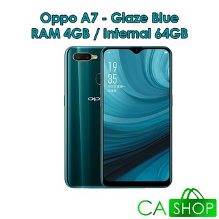 Oppo A7 - RAM 4GB ROM 64GB (4/64) - Glaze Blue / Glaring
