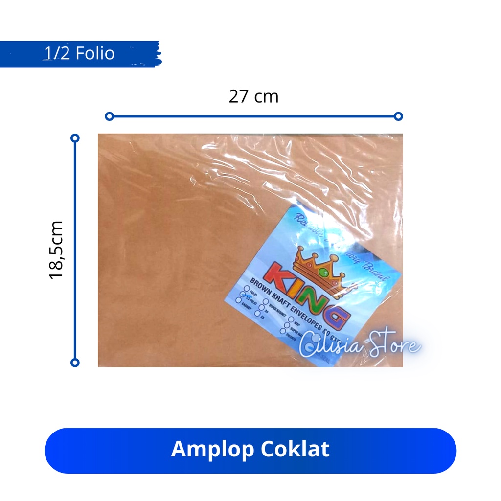 

Amplop Coklat 1/2 Folio king 80gsm 27x18,5cm [Pack]