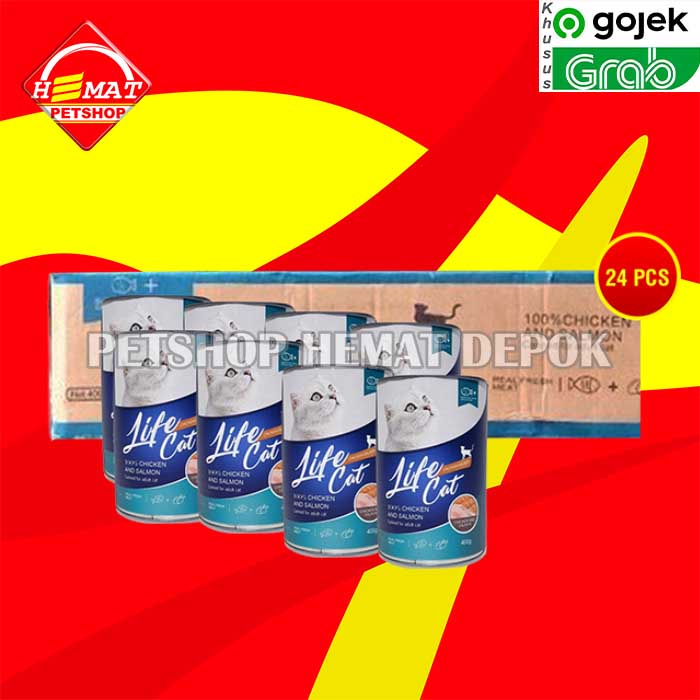 Gosend Makanan Kucing Wet Food Kaleng Life Cat Grosir Dus 24 PCS 400GR