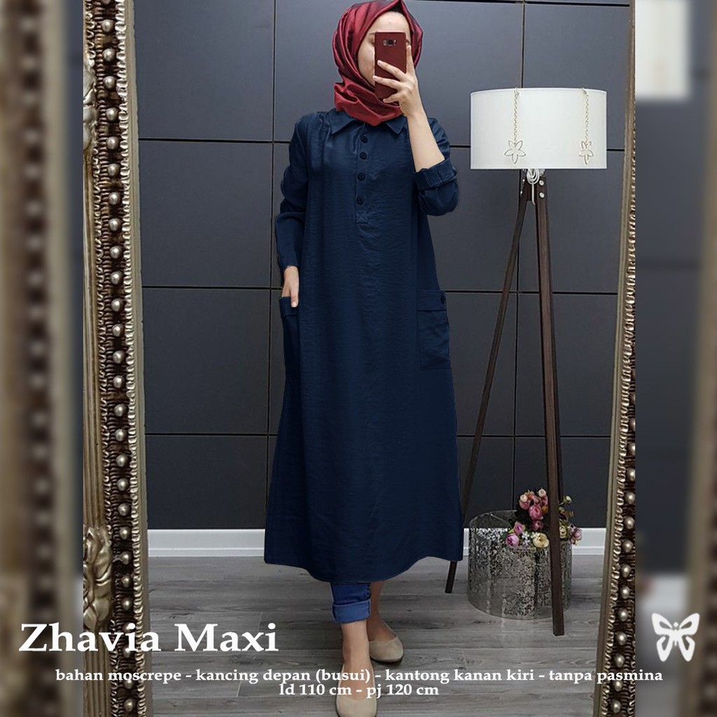 HOPYLOVY - Long Tunik bahan Moscrepe Kekinian Zhavia