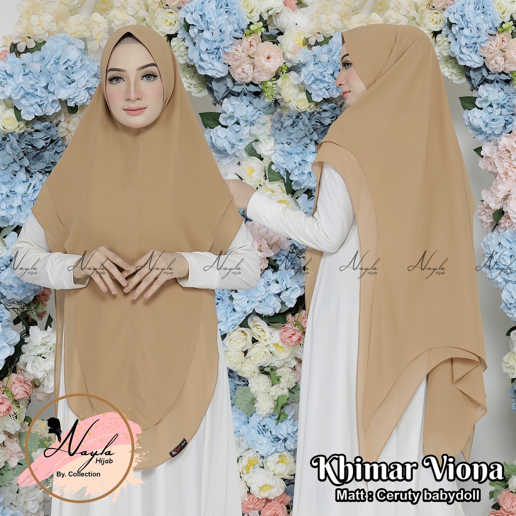 Khimar Syar'i 2Layer Viona Ceruty BabyDoll Kerudung Khimar Oval 2 Layer Jilbab Jumbo Terbaru Nayla Hija'b