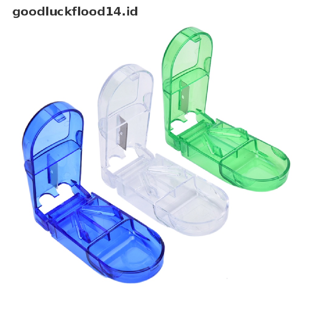 [OOID] Fashion Pill Cutter Splitter Half Storage Compartment Box Medicine Tablet Holder ID