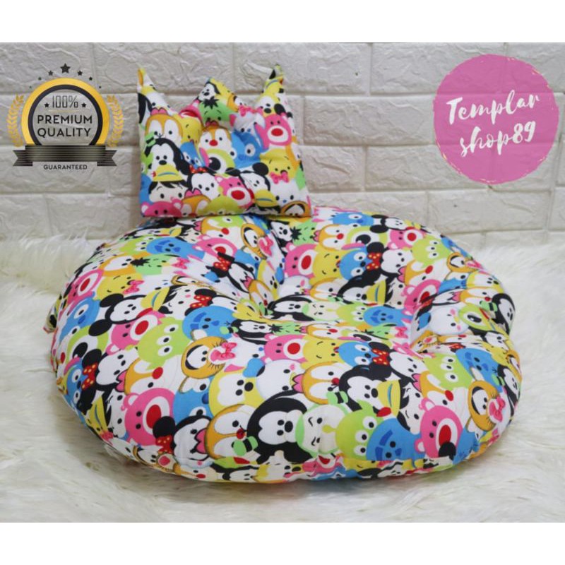 sofa bayi / tempat tidur miltifungsi / free tas mika dan bantal bayi motip tsum kecil