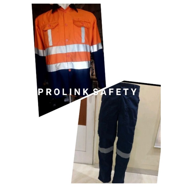 SETELAN SERAGAM SAFETY ORANYE NAVY