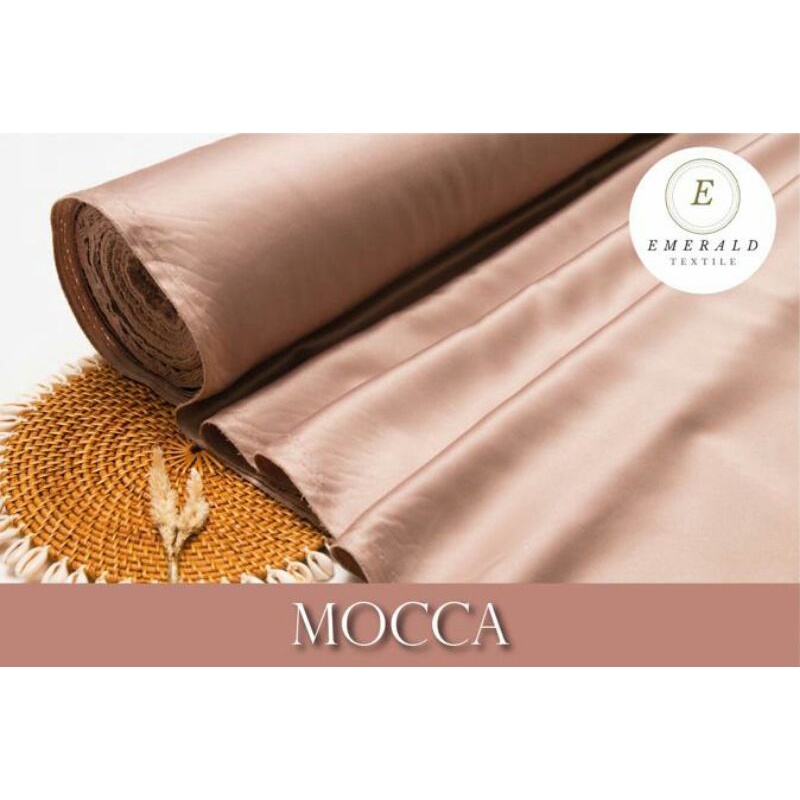 ( BUKAN HIJAB ) SETENGAH METER Kain Satin Velvet Roberto Cavalli Silk Premium - Mocca/Light Mocca (HARGA PER 50cm KAIN )