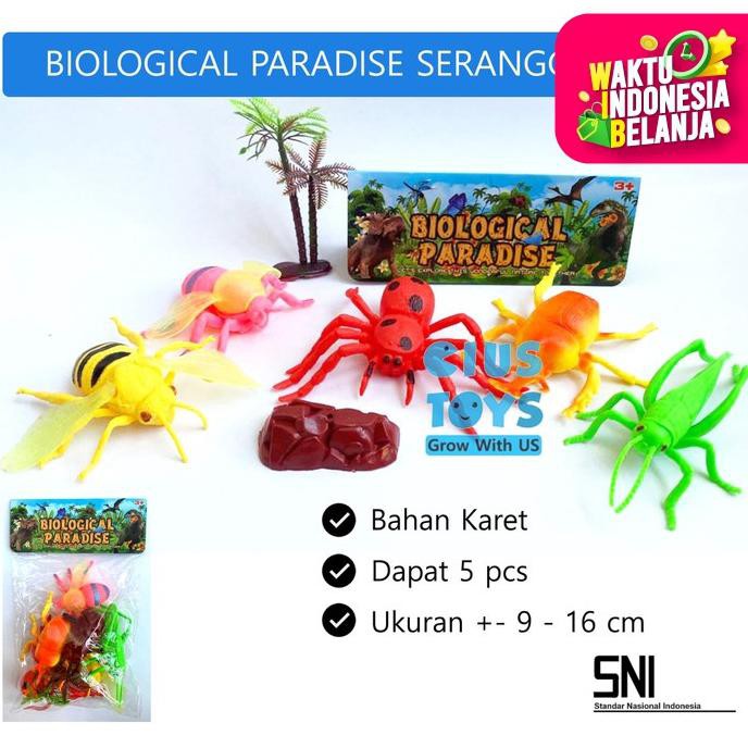 MAINAN SERANGGA KARET 5PCS | MAINAN BINATANG KARET BIOLOGICAL PARADISE