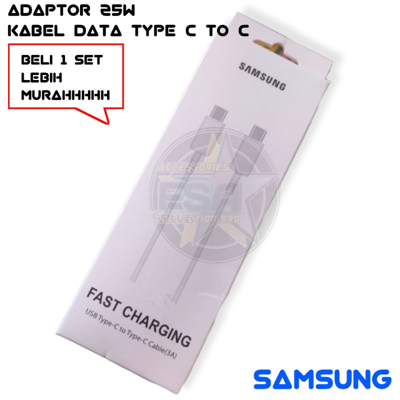 Adaptor SMG 25W + Kabel Data SMG Type C To C Super Fast Charging SMG A51 A70 A71 M51 A33 A53 A80 Note 10 S10 S20 S21 FE